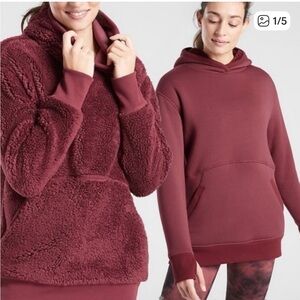 Athleta Reversible Solstice Sherpa Crew Sweatshirt - Maple Red - Size XS